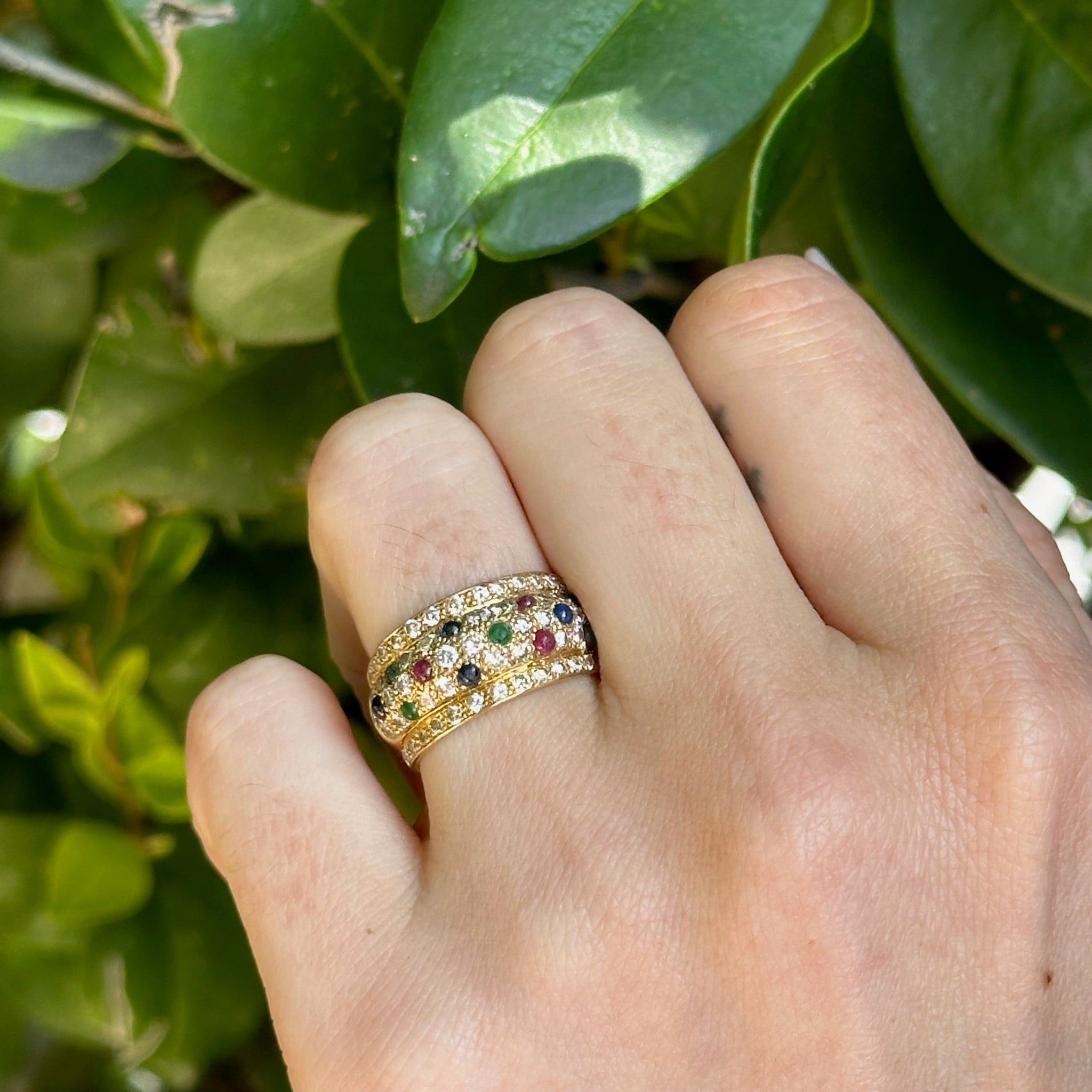 18K Diamond and Cabochon Ring