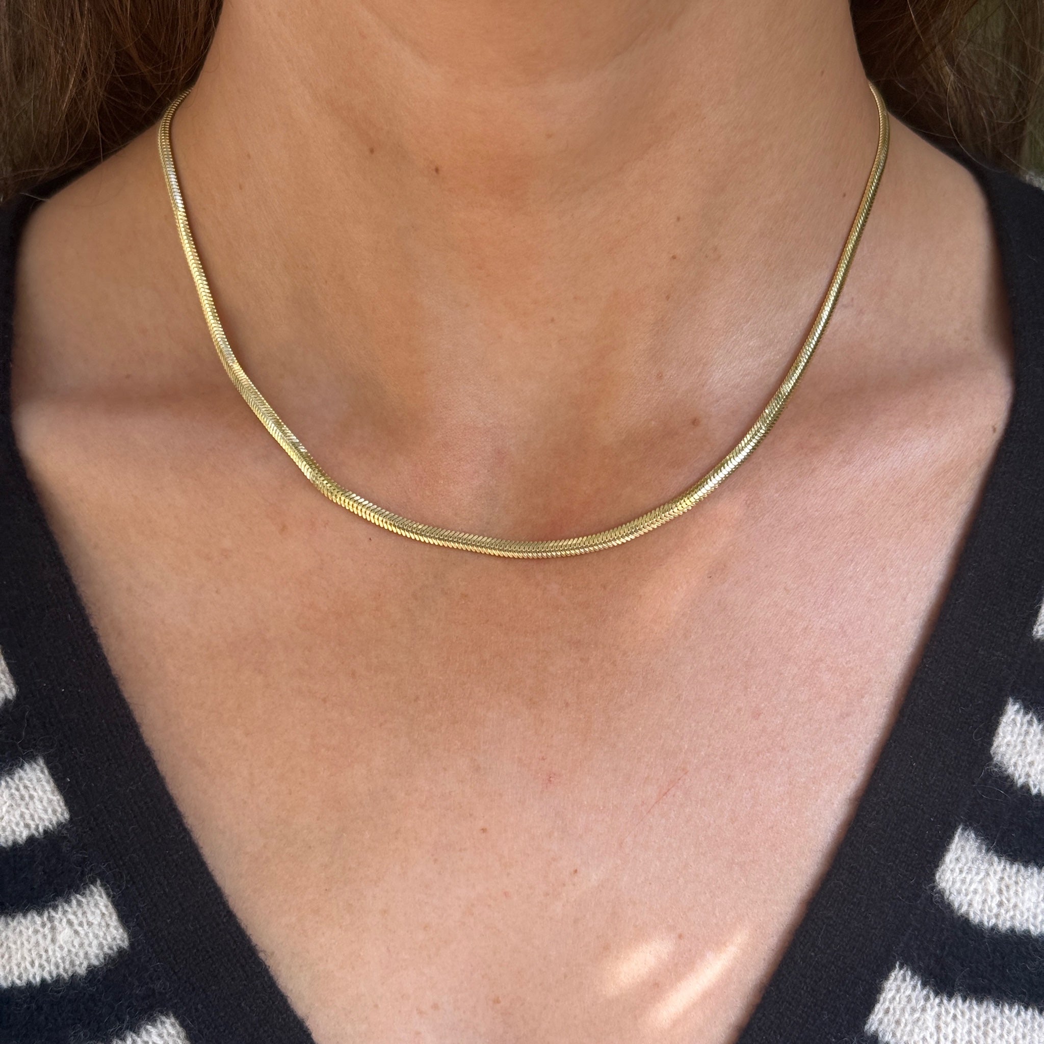 14K Yellow Gold Flat Snake Chain – BHunicorn - Main Image