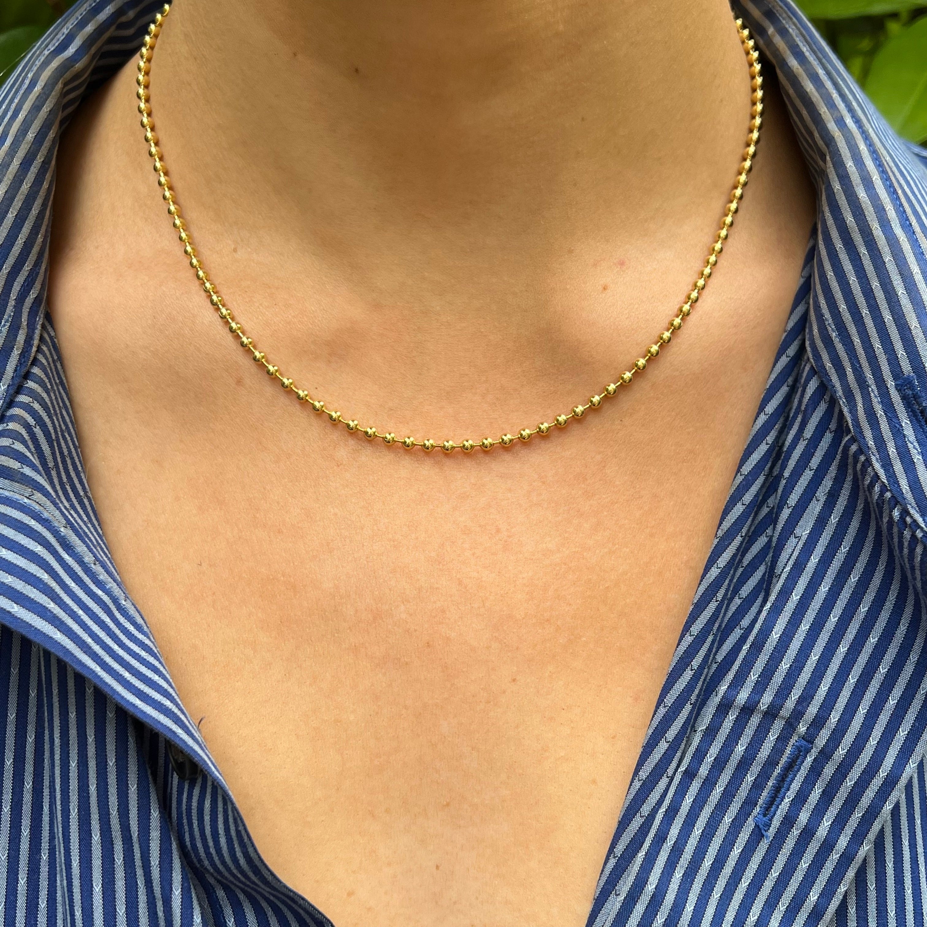 Dainty Real Ruby Round Station Chain Necklace in 14k Solid Yellow Gold Dainty Real Ruby Round Station Chain Necklace in 14k Solid Yellow Gold